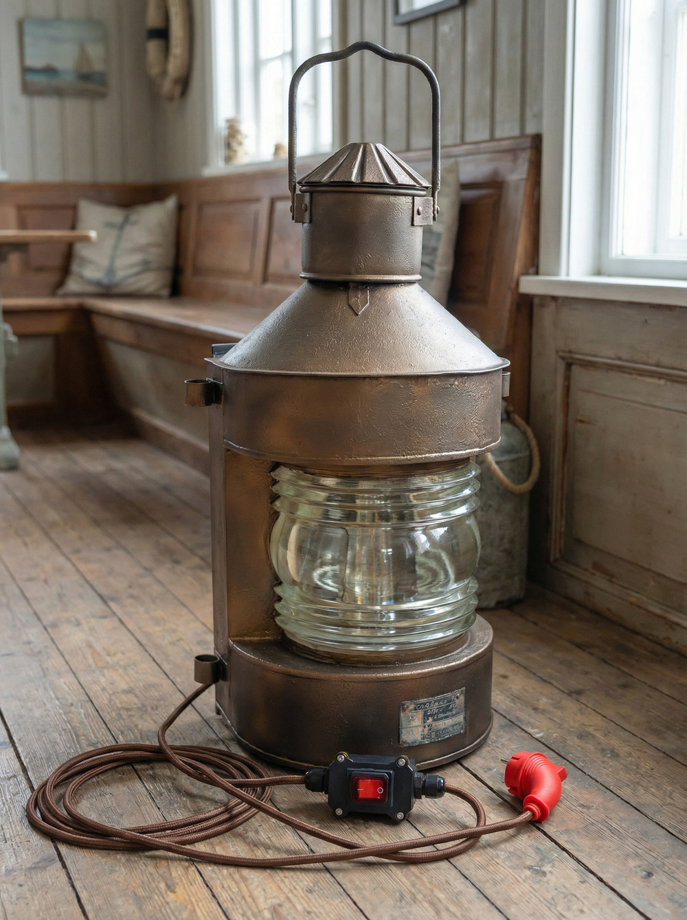 Большой напольный светильник из корабельного топового фонаря «Топовый ТС», Ленинград, 1970 год