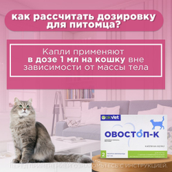 Препарат для контрацепции и регуляции полового поведения АВЗ OKVET Овостоп для кошек 2 пипетки/1 мл