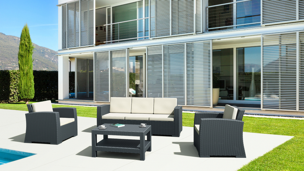 Комплект пластиковой плетеной мебели Monaco Lounge Set XL, антрацит