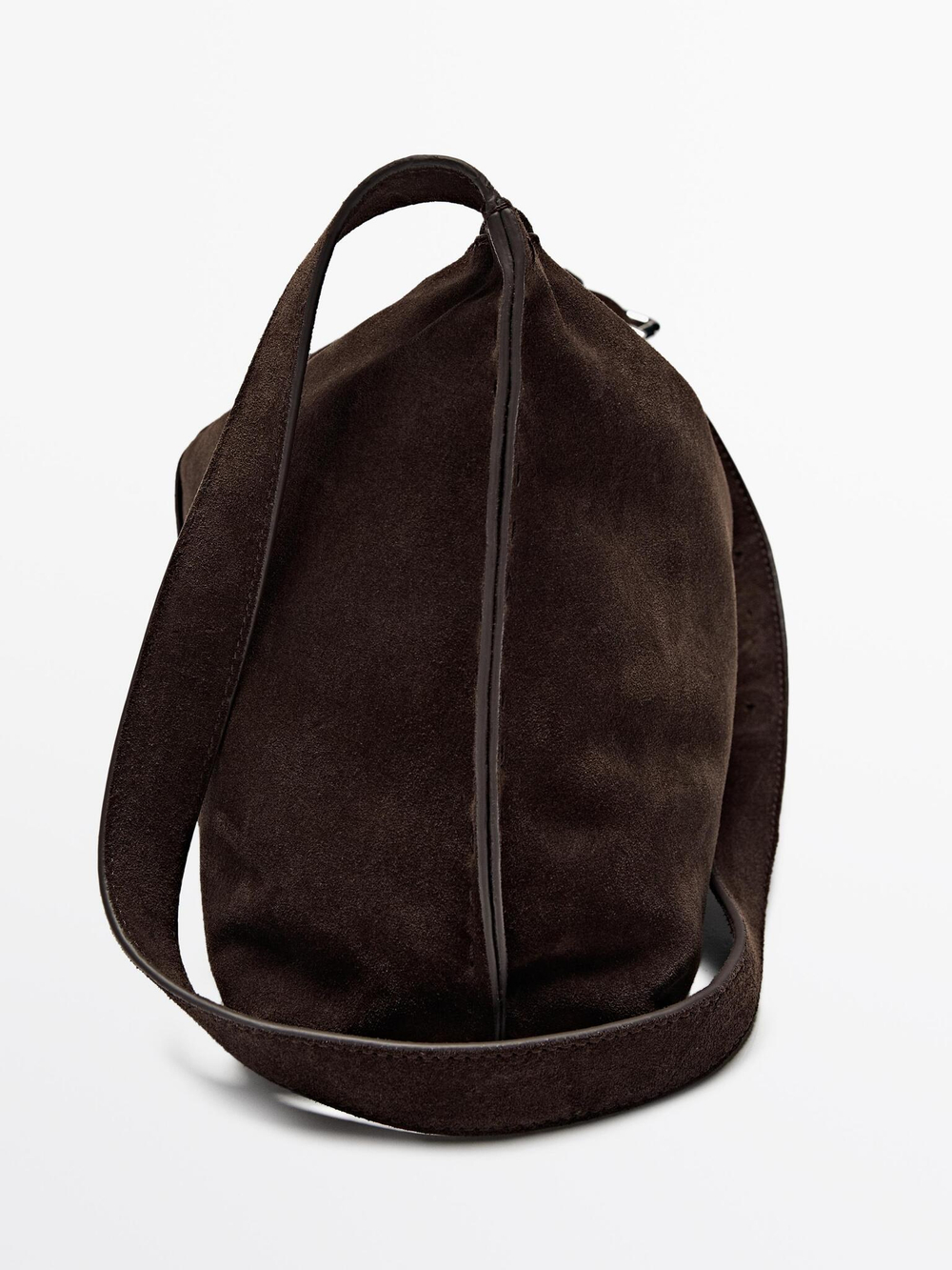 Massimo Dutti Замшевая сумка с плечевым ремнем, коричневый