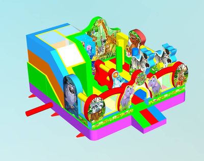 Коммерческий надувной батут "Царство зверей 3", 5x5x2.8 м