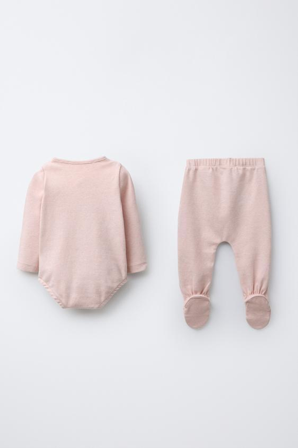 ZARA КОМПЛЕКТ БОДИ И ПОЛЗУНКОВ МЕЛАНЖ, РОЗОВЫЙ МЕЛАНЖ