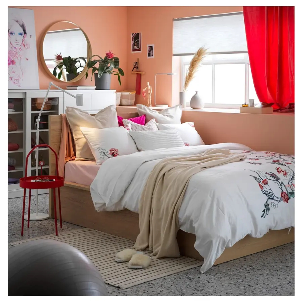 Кровать с ящиком для хранения - IKEA MALM, 200х180 см, под беленый дуб, МАЛЬМ ИКЕА