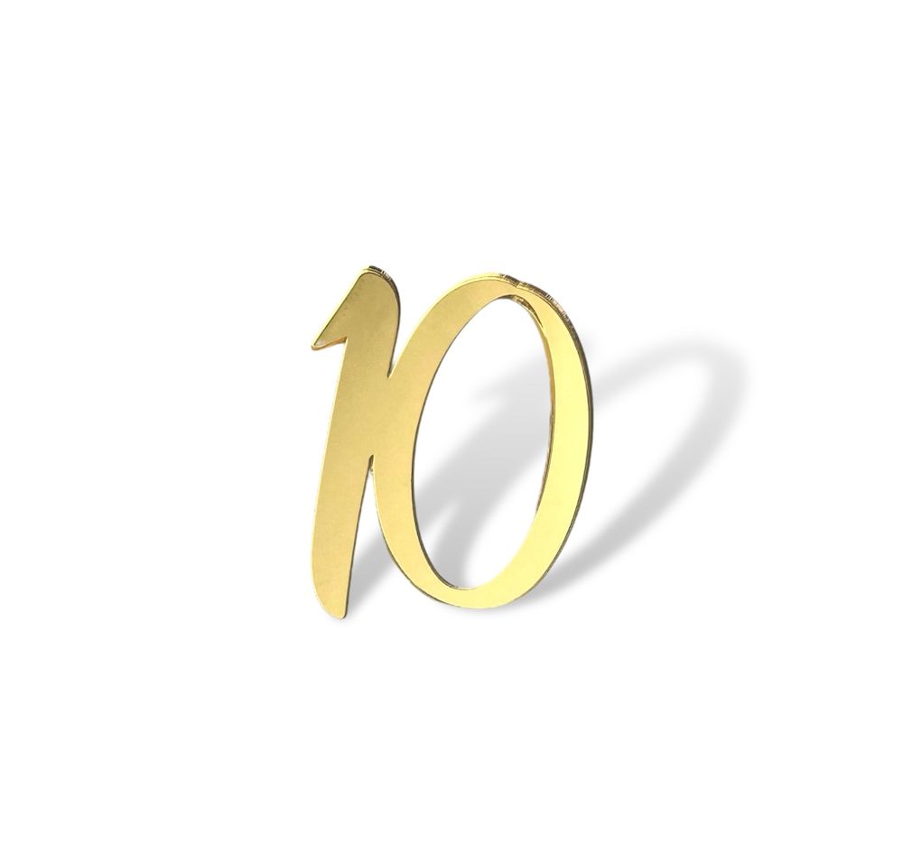 Топпер на торец &quot;10&quot;5 см, акрил золото 2мм