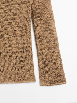 Massimo Dutti Вязаный свитер из смесового хлопка с вырезом «лодочка», жженый