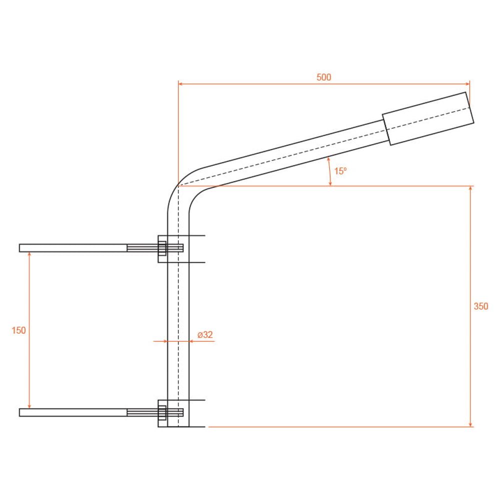 Кронштейн приставной для консольного светильника К1П-0,35-0,5-2-0,12х0,6-С