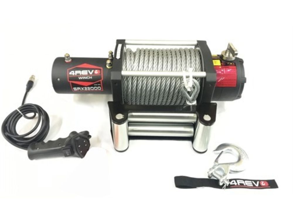 ЛЕБЕДКА АВТОМОБИЛЬНАЯ 4REVO SRX 22000 24V СО СТАЛЬНЫМ ТРОСОМ