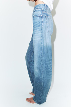 ZARA ДЖИНСЫ TRF STRAIGHT WIDE С ВЫСОКОЙ ПОСАДКОЙ, ГОЛУБОЙ