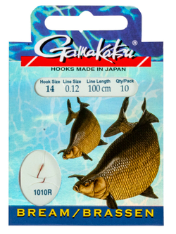 Крючки с поводком Gamakatsu Booklet BREAM 1010R разм. 14-0.12мм 100см 10шт.