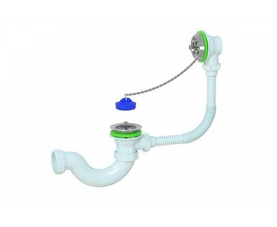 Сифон для ванны 1 1/2"х40 с переливом и гофртрубой 40х40/50