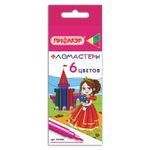 Фломастеры ПИФАГОР "Принцессы", 6 цветов, вентилируемый колпачок, 151404