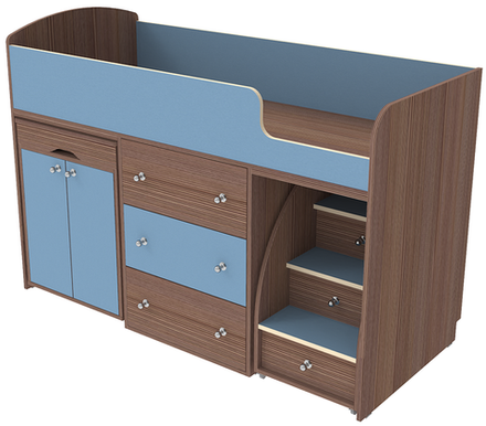 Кровать-чердак КарИВи Малыш Бодего Темный Светло-синий, голубой