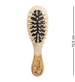 Народные промыслы BST-328/3 Массажная расческа деревянная «Полевые цветы» (береста)