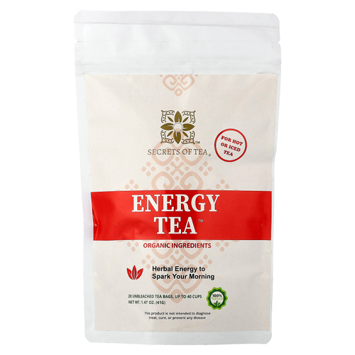 Secrets of Tea, Organic Energy Tea™, 20 неотбеленных чайных пакетиков, 41 г (1,47 унции)