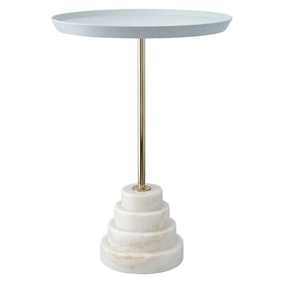 Столик кофейный Sustainable Collection, Ø38х53 см, серый, белый мрамор