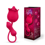 Малиновый вибростимулятор с возвратно-поступательными движениями и подвижным язычком (Цвет: малиновый)