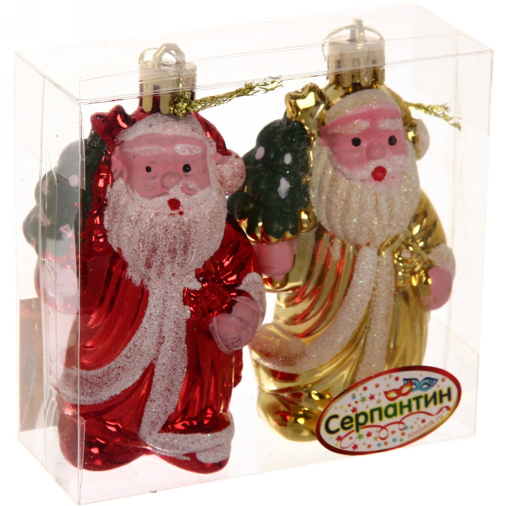Ёлочная игрушка «Дедушка Мороз» 8 см (набор 2 шт), микс