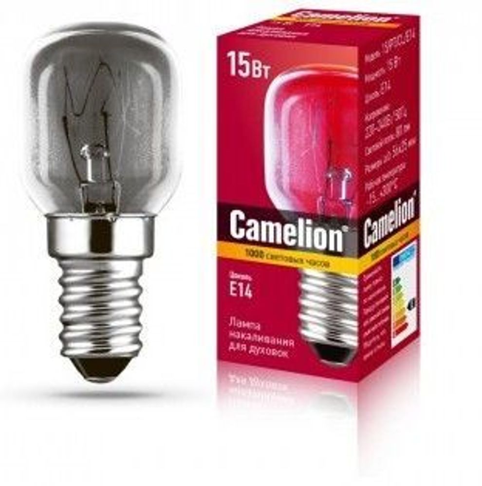 Лампа для духовок (+300°) E14 T25 15Вт 220В Camelion прозрачная