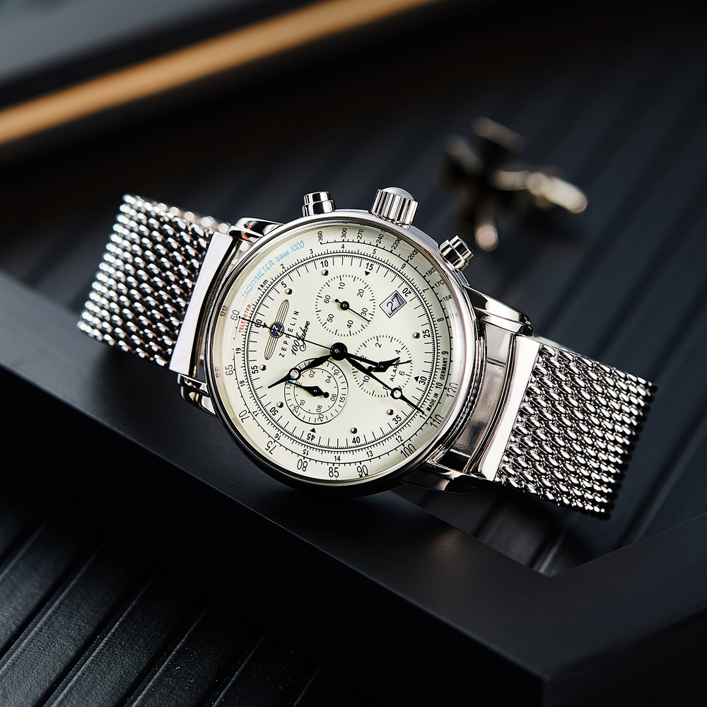 ZEPPELIN Hundred Years Collection Quartz Movement Men"s Watches Watch 42mm White Dial