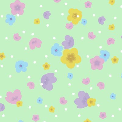 разноцветные цветочки на зеленом фоне