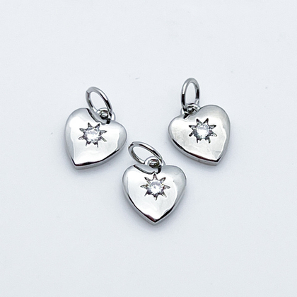 Подвеска Сердце, родиевое покрытие, фианит, размер 10*8,5 мм, цена за 1 шт