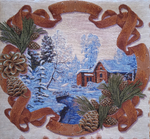 Декоративный гобеленовый чехол для интерьерной подушки Зима 38*38