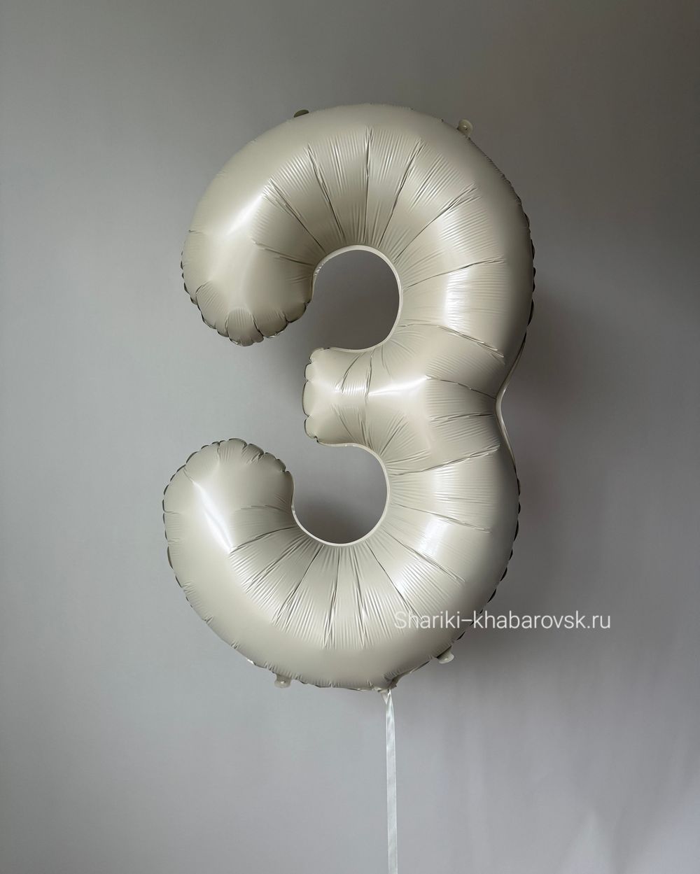 К Шар 32''81 см "Цифра 3" Белый песок Сатин (БГ-60)  Изображение2