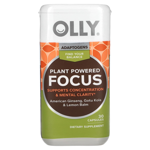 OLLY, Plant Powered Focus, растительный фокус, 30 капсул