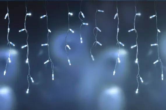 Светодиодная бахрома 108 холодных белых LED ламп, 3*0.6 м., 220В, статика, прозрачный провод ПВХ, Teamprof (TPF-i3*0.6-CT/W)