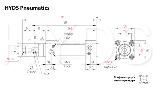 CP96SDB125-100C Пневмоцилиндр
