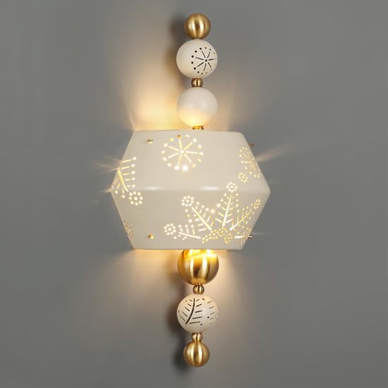 5444/1WA PENDANT ODL_EX26 031 бежевый/античная бронза/металл/керамика Бра E14 2*40W KARELIA