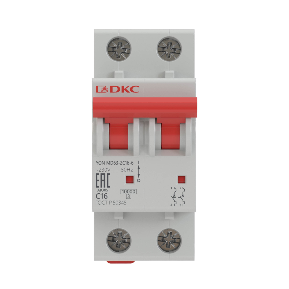 Авт. выкл. модульный YON MD63 2P 1А B 6kA
