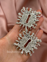 Серьги Скиапар. серебряные с замочной скважиной со стразами