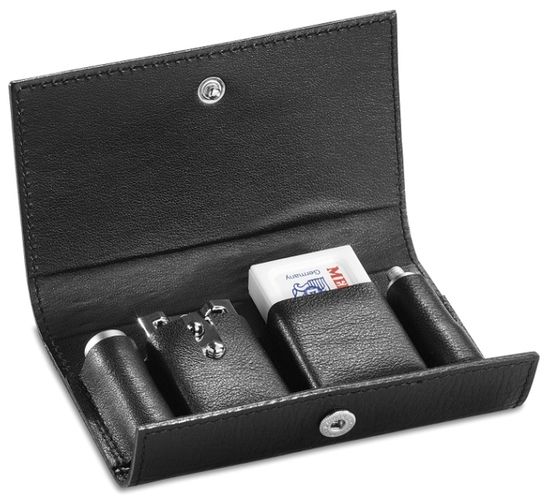 Т-образная бритва (станок) MERKUR сатинированный, разборный, в чехле из натуральной воловьей кожи