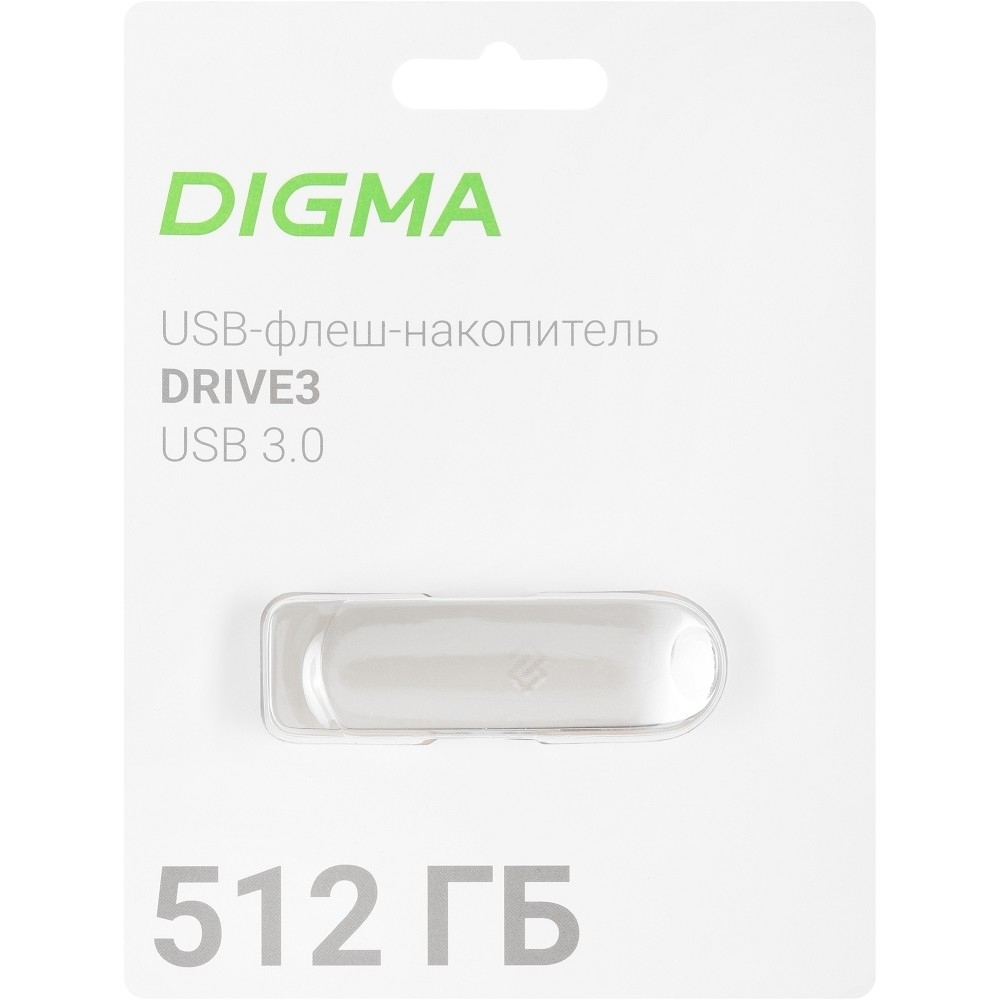 Флешка USB Flash Digma USB Drive 512GB DRIVE3 DGFUM512A30SR USB3.0 серебристый