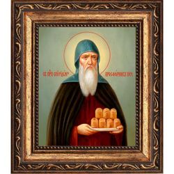 Спиридон Печерский, преподобный просфорник. Икона на холсте.