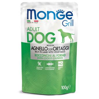 Влажный корм Monge Dog Grill для собак с ягненок и овощами, паучи 100 г - 24 шт