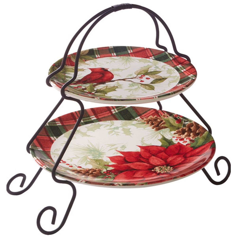 Блюдо двухъярусное Certified Int. Зимние заметки 18см, 23см