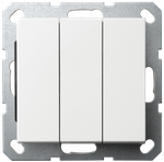 Выключатель трехклавишный 10A 250V~ с накладкой, цвет Белый глянцевый