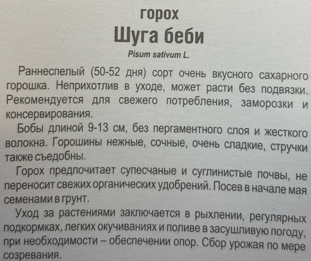 Горох Шуга Беби 5 г СМЗ-185