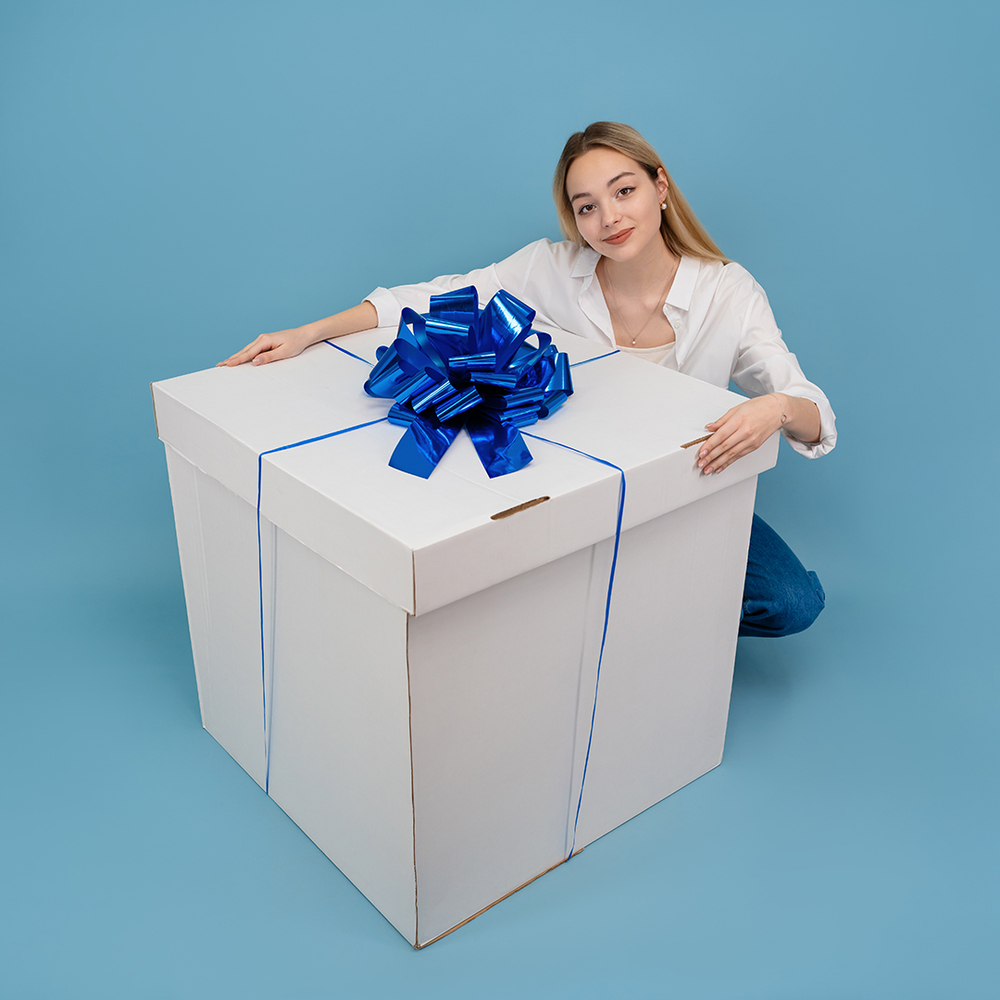 Бант-шар в синем цвете, металлик, 21 см/ 36 см