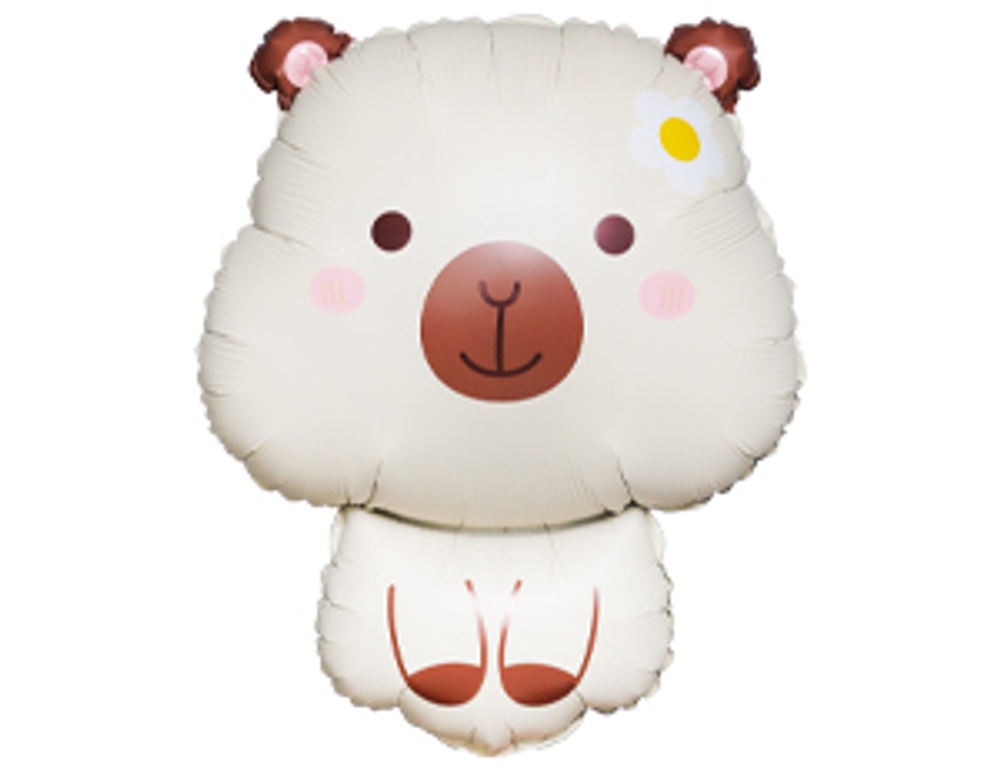 Шар фольга Фигура Капибара белая уже с гелием