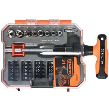 Набор головок 1/4" и вставок с Т-образной рукояткой из 31-го предмета Tactix 900984