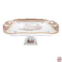 Блюдо квадратное на ножке Queen's Crown Охота красная 34*29см