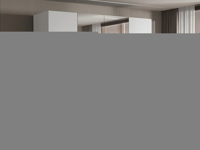 Распашной четырехсекционный шкаф Эмма (с 2 зеркалами и 2 ящиками) с золотыми ручками Белый снег 8685 BS  240*50*220