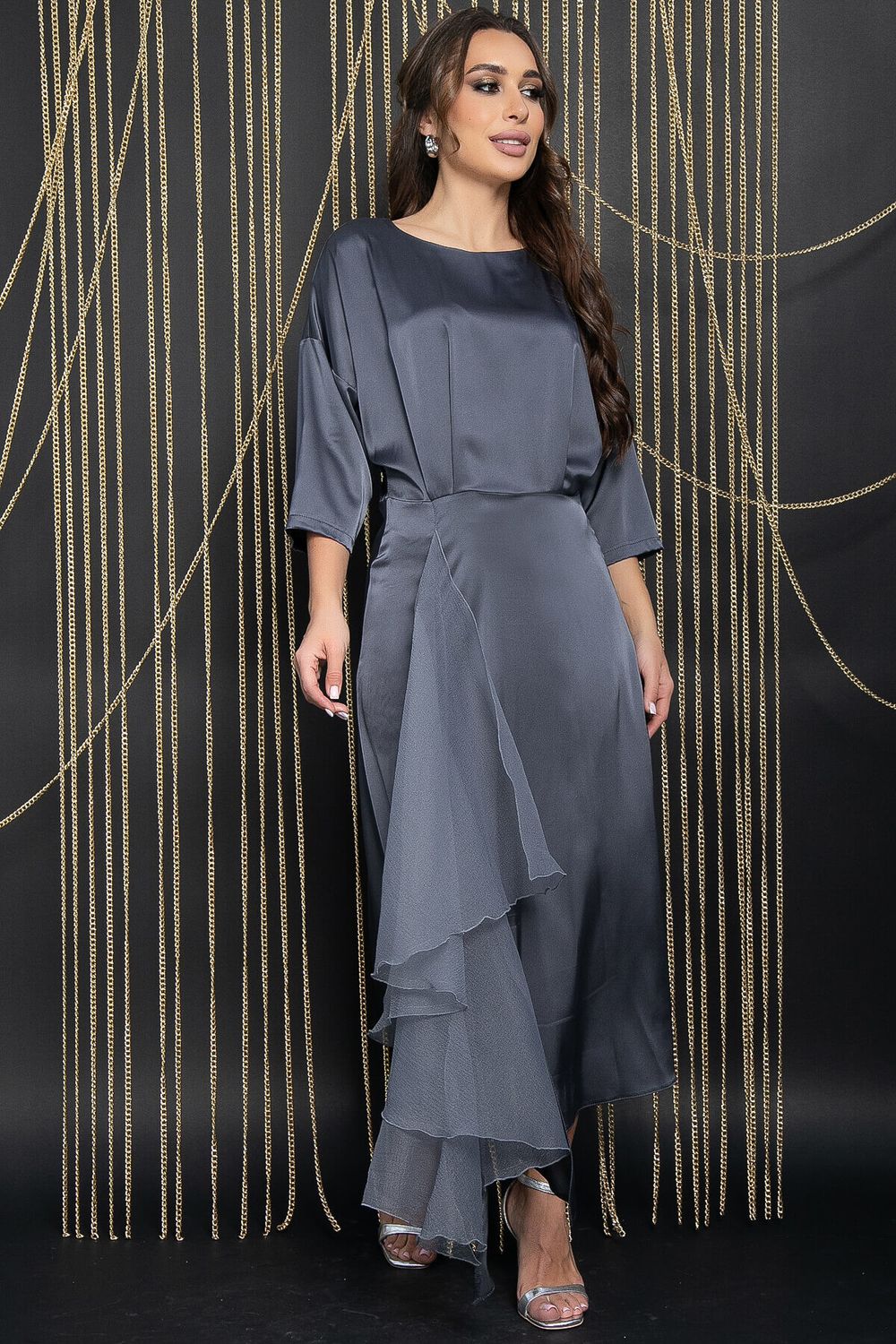 Платье вечернее Дерзкая элегантность (серое) П14471-7М LT Collection