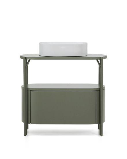 Тумба для ванной Arely из стали и зеленого лака