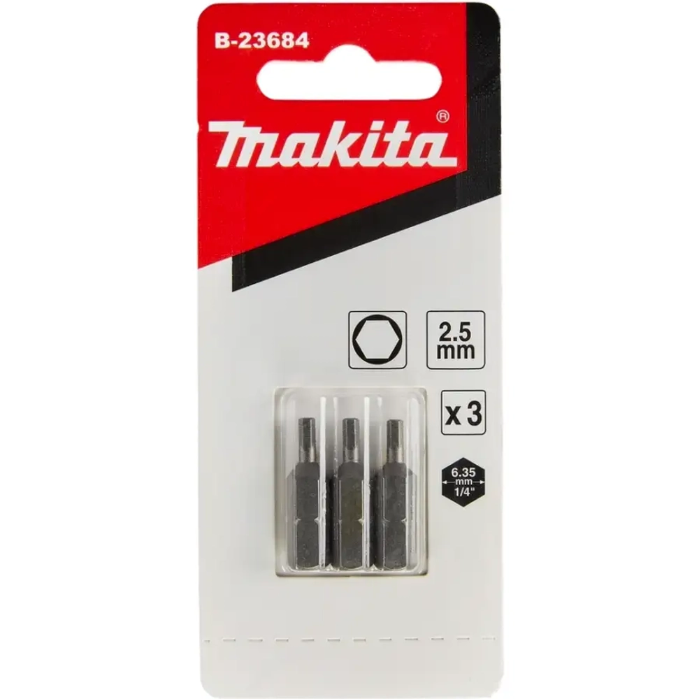 Бита шестигранная 2,5х25 мм C-form 3 шт. Makita B-23684