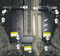 Усиленная защита Motodor Топл. бака. 3 мм, Сталь. для Nissan X-Trail 2007-2010, Nissan X-Trail 2015-2022, Nissan X-Trail 2010-2015 арт.11414