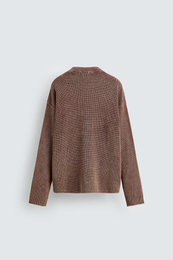 ZARA СВИТЕР ВАФЕЛЬНОГО ПЛЕТЕНИЯ С ЭФФЕКТОМ ПОТЕРТОСТИ, ЛИНЯЛЫЙ КРАСНЫЙ